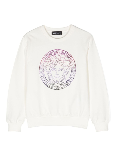 Shop Versace Medusa Head-motif Cotton Sweatshirt In White
