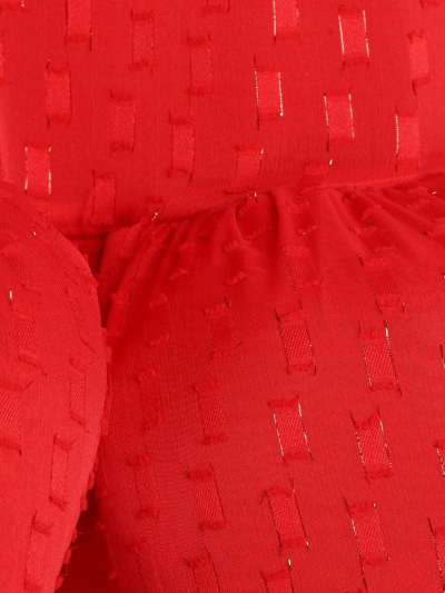 Shop Lanvin Enfant Logo-charm Ruffle-detailing Dress In Red