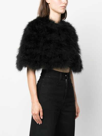 Twinset Turkey-feathers Cropped Cape Jacket In Black