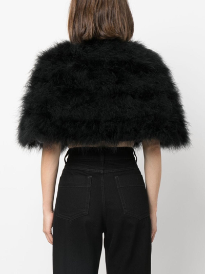 Twinset Turkey-feathers Cropped Cape Jacket In Black