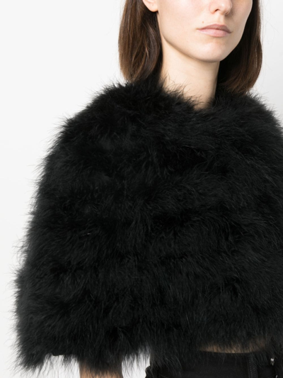 Twinset Turkey-feathers Cropped Cape Jacket In Black
