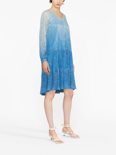Shop Talbot Runhof Gradient-effect Long-sleeve Dress In Blue