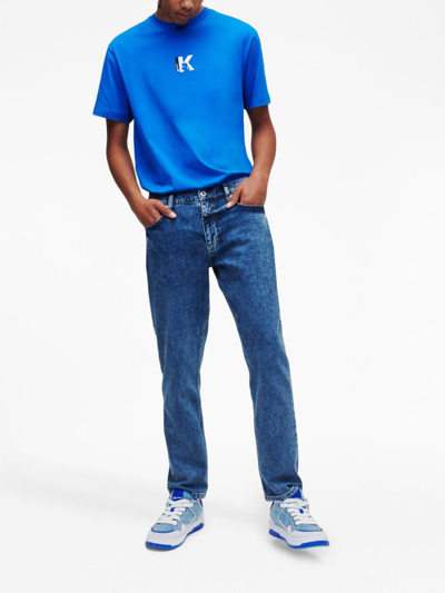 Karl Lagerfeld Jeans Logo-patch Tapered Jeans In Blue