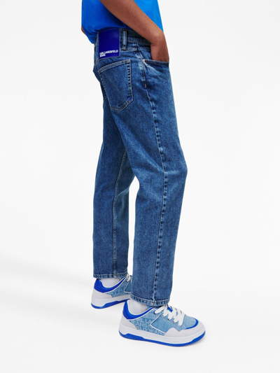 Karl Lagerfeld Jeans Logo-patch Tapered Jeans In Blue