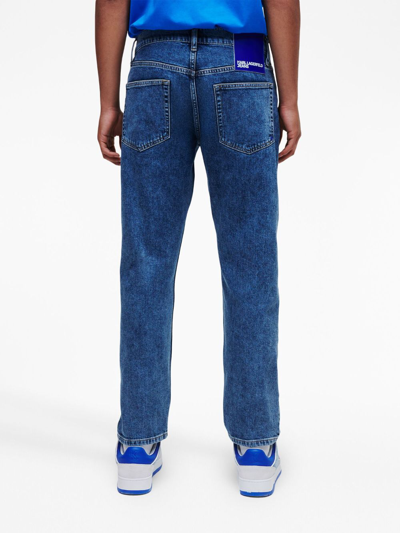Karl Lagerfeld Jeans Logo-patch Tapered Jeans In Blue