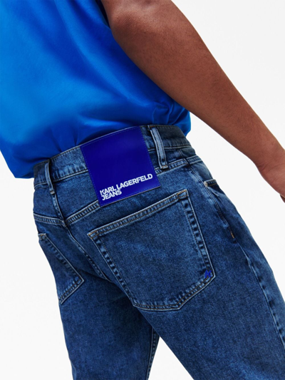 Karl Lagerfeld Jeans Logo-patch Tapered Jeans In Blue