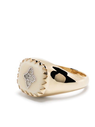 Pascale Monvoisin 9kt Yellow Gold Pierrot Bakelite And Diamond Signet Ring In Gold