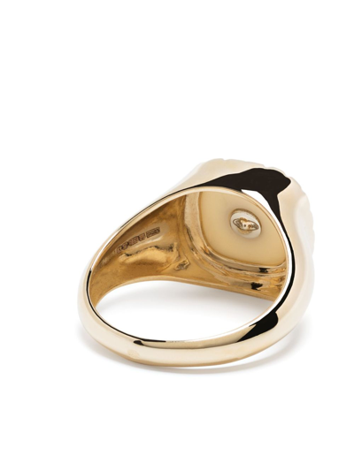 Pascale Monvoisin 9kt Yellow Gold Pierrot Bakelite And Diamond Signet Ring In Gold