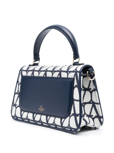 Shop Valentino Vlogo Monogram-print Tote Bag In Blue