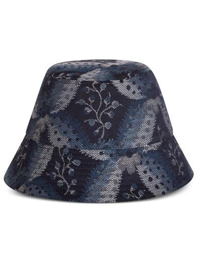 Shop Etro Printed Jacquard Bucket Hat In Blue
