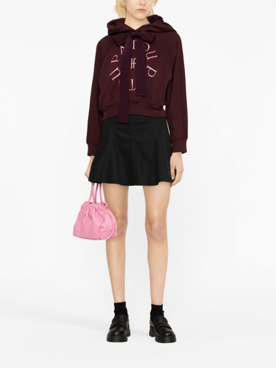 Shop Patou Embroidered-logo Cropped Hoodie In Red