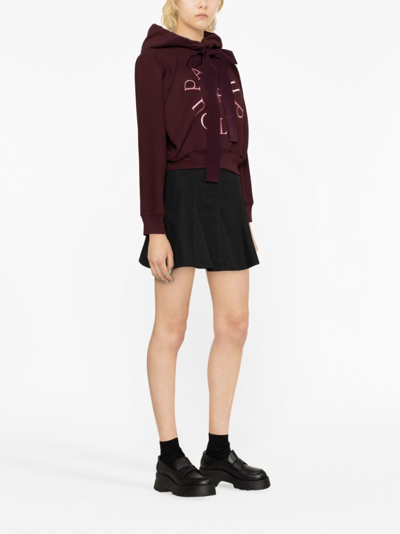 Shop Patou Embroidered-logo Cropped Hoodie In Red