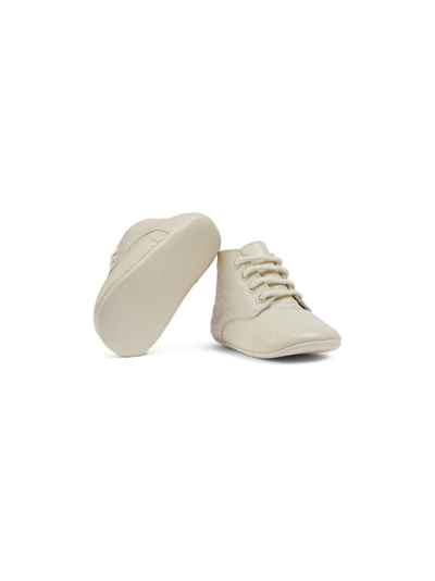 Gucci Interlocking G Leather Pre-walkers In Neutrals