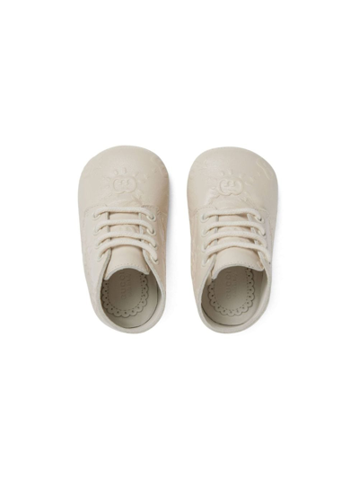 Shop Gucci Interlocking G Leather Pre-walkers In Neutrals