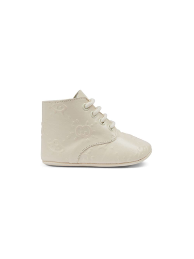 Gucci Interlocking G Leather Pre-walkers In Neutrals