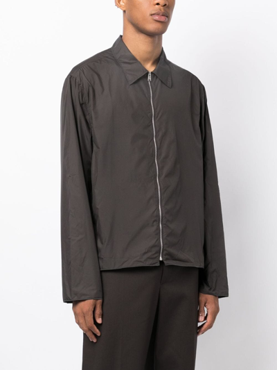 Shop Lanvin Lightweight Zip-up Shirt In Grey