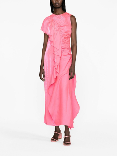 Ulla Johnson Lali Ruched Wild Hibiscus Maxi Dress In Pink