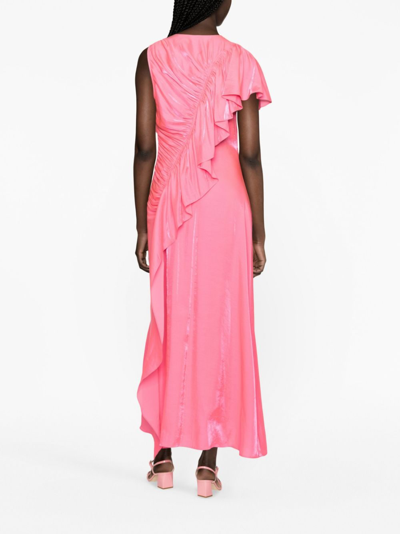Ulla Johnson Lali Ruched Wild Hibiscus Maxi Dress In Pink