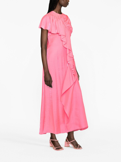 Ulla Johnson Lali Ruched Wild Hibiscus Maxi Dress In Pink