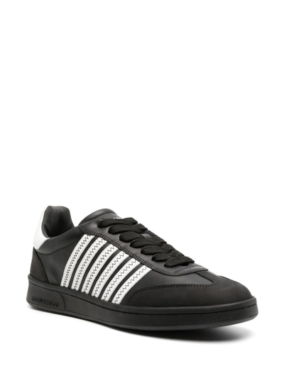 Shop Dsquared2 Boxer Striped Low-top Sneakers In Black