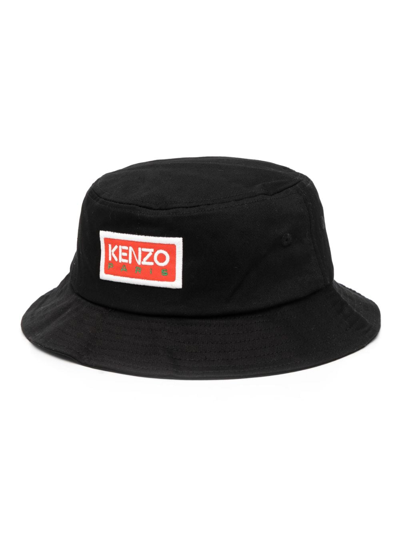 Shop Kenzo Logo-embroidered Bucket Hat In Black