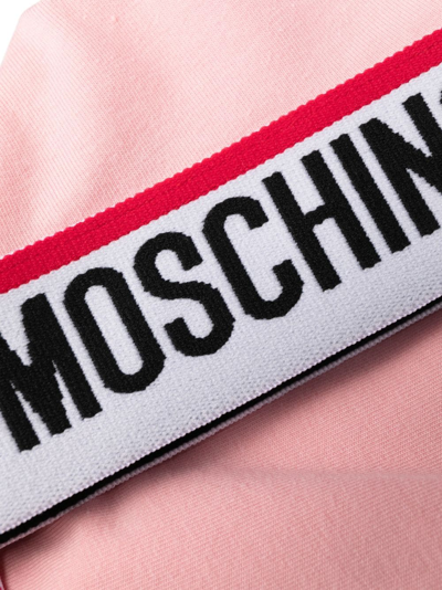 Shop Moschino Logo-tape Sports Bra In Pink
