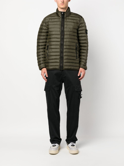 Shop Stone Island Compass-patch Padded Jacket In Green