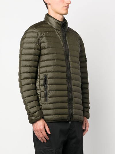 Shop Stone Island Compass-patch Padded Jacket In Green