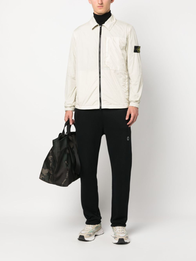 Stone Island Compass-patch Lightweight Zip-up Jacket In Neutrals