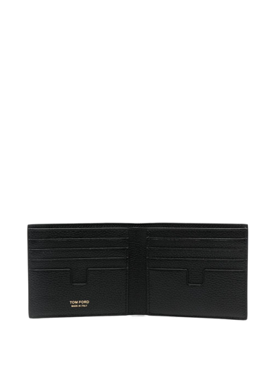 Shop Tom Ford Logo-plaque Pebbled Leather Wallet In Black