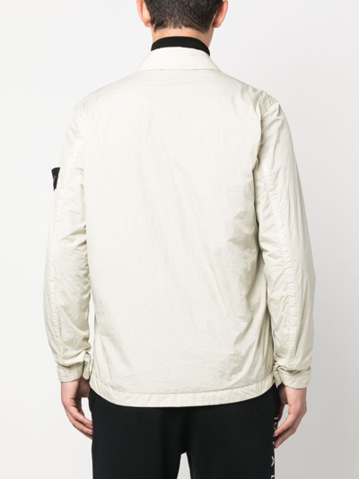Stone Island Compass-patch Lightweight Zip-up Jacket In Neutrals