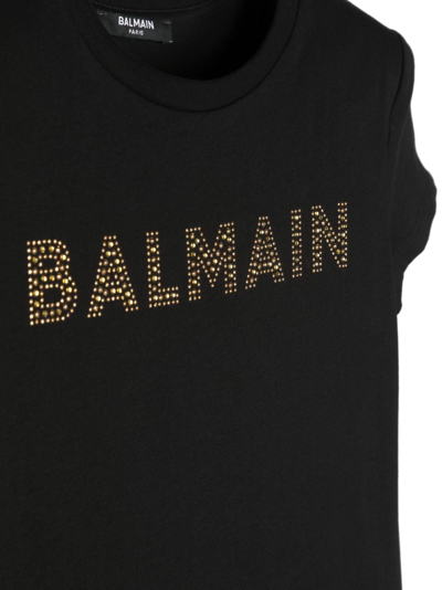 Shop Balmain Crystal-embellished Logo-print T-shirt In Black