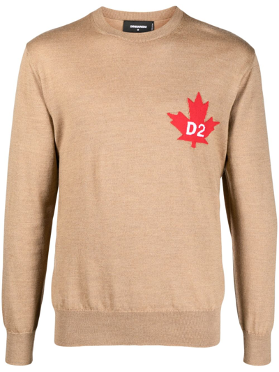 Dsquared2 Fine-knit Crew-neck Jumper In Neutrals