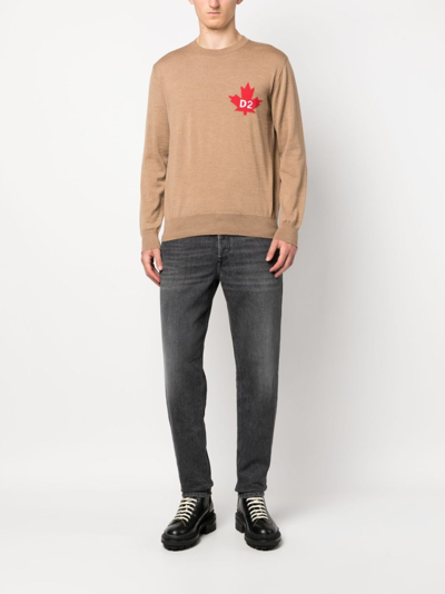 Dsquared2 Fine-knit Crew-neck Jumper In Neutrals