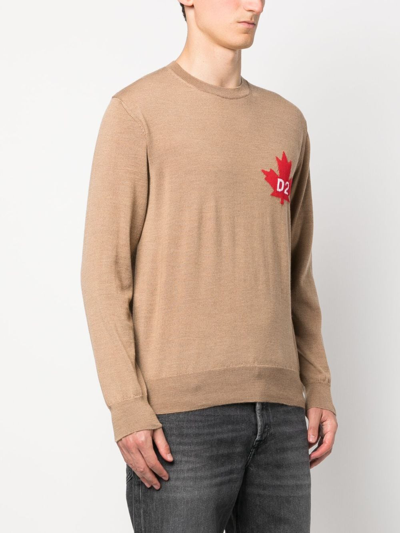 Dsquared2 Fine-knit Crew-neck Jumper In Neutrals