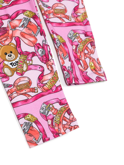 Shop Moschino Graphic-print Cotton Legging In Pink