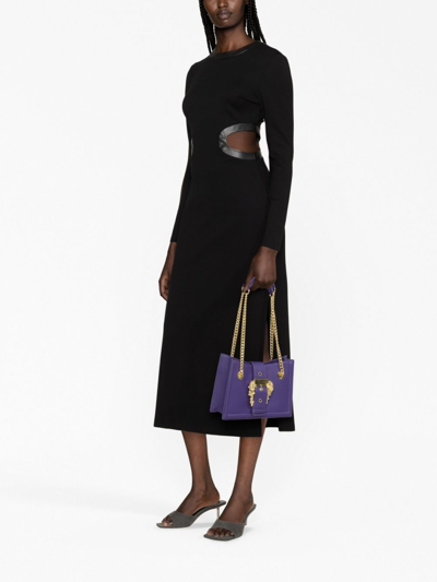 Shop Versace Jeans Couture Baroque-buckle Shoulder Bag In Purple