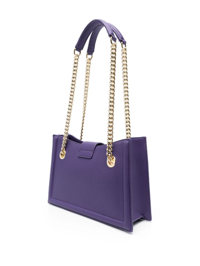Shop Versace Jeans Couture Baroque-buckle Shoulder Bag In Purple