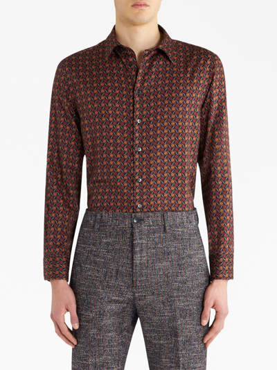 Shop Etro Graphic-print Cotton Shirt In Red