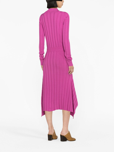 Shop Stella Mccartney Asymmetric-hem Knitted Skirt In Pink