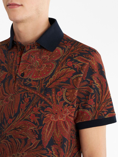 Shop Etro Floral-print Cotton Polo Shirt In Multicolour