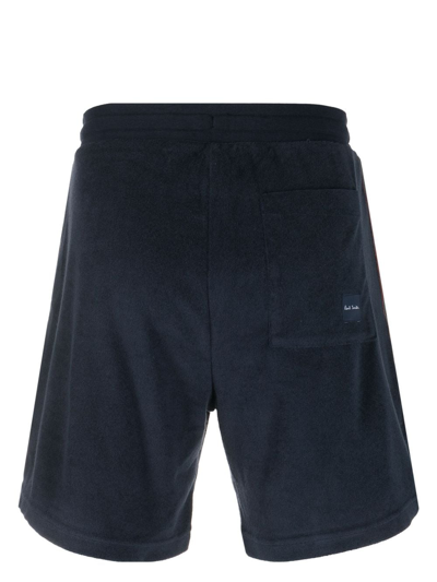 Paul Smith Towelling Artist-stripe Shorts In Blue