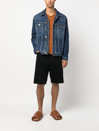 Shop Kenzo Himawari Denim Shorts In Black