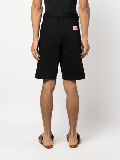 Shop Kenzo Himawari Denim Shorts In Black