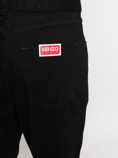 Shop Kenzo Himawari Denim Shorts In Black