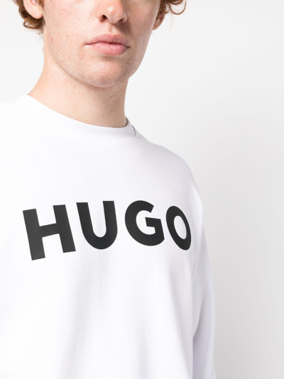 Shop Hugo Boss Logo-print Cotton Sweatshirt In White