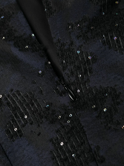 Talbot Runhof Patterned-jacquard Sequin Midi Dress In Blue