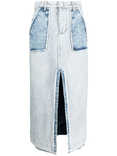 Shop Sea Oona Denim Maxi Skirt In Blue