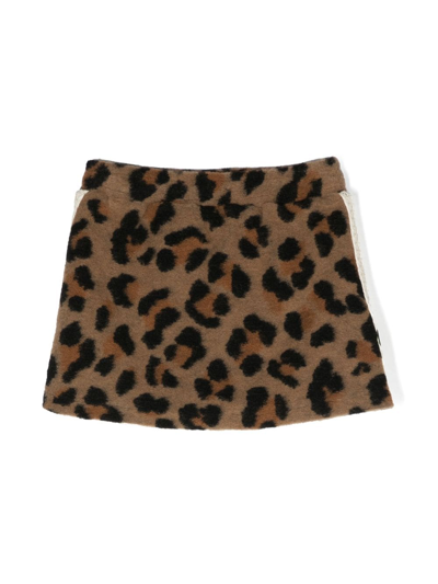 Shop Barrow Cheetah-print Brushed Miniskirt In Brown