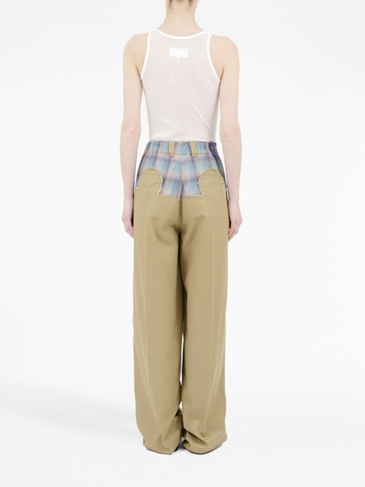 Maison Margiela X Pendleton Checked-yoke Wide-leg Trousers In Neutrals